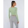 imageTrendy Queen Womens Long Sleeve Shirts Crop Tops Fall Fashion Solid Square Neck Going Out Basics Tees Y2k ClothesLight Green