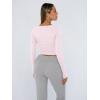 imageTrendy Queen Womens Long Sleeve Shirts Crop Tops Fall Fashion Solid Square Neck Going Out Basics Tees Y2k ClothesLight Pink