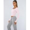 imageTrendy Queen Womens Long Sleeve Shirts Crop Tops Fall Fashion Solid Square Neck Going Out Basics Tees Y2k ClothesLight Pink