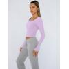 imageTrendy Queen Womens Long Sleeve Shirts Crop Tops Fall Fashion Solid Square Neck Going Out Basics Tees Y2k ClothesLight Purple