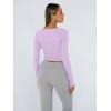 imageTrendy Queen Womens Long Sleeve Shirts Crop Tops Fall Fashion Solid Square Neck Going Out Basics Tees Y2k ClothesLight Purple