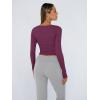 imageTrendy Queen Womens Long Sleeve Shirts Crop Tops Fall Fashion Solid Square Neck Going Out Basics Tees Y2k ClothesMulberry