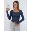 imageTrendy Queen Womens Long Sleeve Shirts Crop Tops Fall Fashion Solid Square Neck Going Out Basics Tees Y2k ClothesNavy