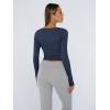 imageTrendy Queen Womens Long Sleeve Shirts Crop Tops Fall Fashion Solid Square Neck Going Out Basics Tees Y2k ClothesNavy