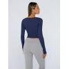 imageTrendy Queen Womens Long Sleeve Shirts Crop Tops Fall Fashion Solid Square Neck Going Out Basics Tees Y2k ClothesNavy Blue