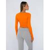 imageTrendy Queen Womens Long Sleeve Shirts Crop Tops Fall Fashion Solid Square Neck Going Out Basics Tees Y2k ClothesOrange