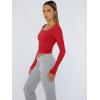 imageTrendy Queen Womens Long Sleeve Shirts Crop Tops Fall Fashion Solid Square Neck Going Out Basics Tees Y2k ClothesRed