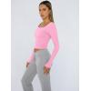 imageTrendy Queen Womens Long Sleeve Shirts Crop Tops Fall Fashion Solid Square Neck Going Out Basics Tees Y2k ClothesRose Pink