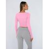 imageTrendy Queen Womens Long Sleeve Shirts Crop Tops Fall Fashion Solid Square Neck Going Out Basics Tees Y2k ClothesRose Pink