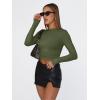 imageTrendy Queen Womens Long Sleeve T Shirts Fall Fashion 2026 Basic Crop Tops Going Out Outfits Y2k ClothesArmy Green