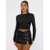 imageTrendy Queen Womens Long Sleeve T Shirts Fall Fashion 2026 Basic Crop Tops Going Out Outfits Y2k ClothesBlack