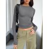imageTrendy Queen Womens Long Sleeve T Shirts Fall Fashion 2026 Basic Crop Tops Going Out Outfits Y2k ClothesBlack Grey