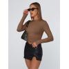 imageTrendy Queen Womens Long Sleeve T Shirts Fall Fashion 2026 Basic Crop Tops Going Out Outfits Y2k ClothesBrown