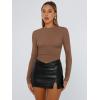 imageTrendy Queen Womens Long Sleeve T Shirts Fall Fashion 2026 Basic Crop Tops Going Out Outfits Y2k ClothesBrown