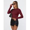 imageTrendy Queen Womens Long Sleeve T Shirts Fall Fashion 2026 Basic Crop Tops Going Out Outfits Y2k ClothesBurgundy
