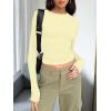 imageTrendy Queen Womens Long Sleeve T Shirts Fall Fashion 2026 Basic Crop Tops Going Out Outfits Y2k ClothesCreamy Yellow