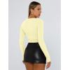 imageTrendy Queen Womens Long Sleeve T Shirts Fall Fashion 2026 Basic Crop Tops Going Out Outfits Y2k ClothesCreamy Yellow