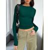 imageTrendy Queen Womens Long Sleeve T Shirts Fall Fashion 2026 Basic Crop Tops Going Out Outfits Y2k ClothesDark Green