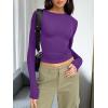 imageTrendy Queen Womens Long Sleeve T Shirts Fall Fashion 2026 Basic Crop Tops Going Out Outfits Y2k ClothesDark Purple