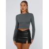 imageTrendy Queen Womens Long Sleeve T Shirts Fall Fashion 2026 Basic Crop Tops Going Out Outfits Y2k ClothesGray