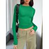 imageTrendy Queen Womens Long Sleeve T Shirts Fall Fashion 2026 Basic Crop Tops Going Out Outfits Y2k ClothesGreen