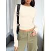 imageTrendy Queen Womens Long Sleeve T Shirts Fall Fashion 2026 Basic Crop Tops Going Out Outfits Y2k ClothesLight Apricot