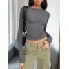 imageTrendy Queen Womens Long Sleeve T Shirts Fall Fashion 2026 Basic Crop Tops Going Out Outfits Y2k ClothesLight Gray