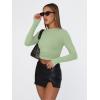 imageTrendy Queen Womens Long Sleeve T Shirts Fall Fashion 2026 Basic Crop Tops Going Out Outfits Y2k ClothesLight Green