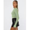 imageTrendy Queen Womens Long Sleeve T Shirts Fall Fashion 2026 Basic Crop Tops Going Out Outfits Y2k ClothesLight Green