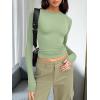 imageTrendy Queen Womens Long Sleeve T Shirts Fall Fashion 2026 Basic Crop Tops Going Out Outfits Y2k ClothesLight Green
