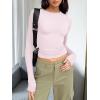 imageTrendy Queen Womens Long Sleeve T Shirts Fall Fashion 2026 Basic Crop Tops Going Out Outfits Y2k ClothesLight Pink