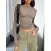 imageTrendy Queen Womens Long Sleeve T Shirts Fall Fashion 2026 Basic Crop Tops Going Out Outfits Y2k ClothesMocha