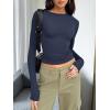 imageTrendy Queen Womens Long Sleeve T Shirts Fall Fashion 2026 Basic Crop Tops Going Out Outfits Y2k ClothesNavy