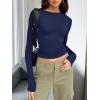 imageTrendy Queen Womens Long Sleeve T Shirts Fall Fashion 2026 Basic Crop Tops Going Out Outfits Y2k ClothesNavy Blue