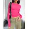imageTrendy Queen Womens Long Sleeve T Shirts Fall Fashion 2026 Basic Crop Tops Going Out Outfits Y2k ClothesNeon Pink