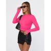 imageTrendy Queen Womens Long Sleeve T Shirts Fall Fashion 2026 Basic Crop Tops Going Out Outfits Y2k ClothesNeon Pink