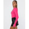 imageTrendy Queen Womens Long Sleeve T Shirts Fall Fashion 2026 Basic Crop Tops Going Out Outfits Y2k ClothesNeon Pink