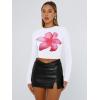 imageTrendy Queen Womens Long Sleeve T Shirts Fall Fashion 2026 Basic Crop Tops Going Out Outfits Y2k ClothesPink Flower