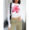imageTrendy Queen Womens Long Sleeve T Shirts Fall Fashion 2026 Basic Crop Tops Going Out Outfits Y2k ClothesPink Flower
