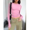 imageTrendy Queen Womens Long Sleeve T Shirts Fall Fashion 2026 Basic Crop Tops Going Out Outfits Y2k ClothesRose Pink