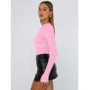imageTrendy Queen Womens Long Sleeve T Shirts Fall Fashion 2026 Basic Crop Tops Going Out Outfits Y2k ClothesRose Pink
