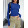 imageTrendy Queen Womens Long Sleeve T Shirts Fall Fashion 2026 Basic Crop Tops Going Out Outfits Y2k ClothesRoyal Blue