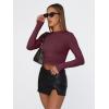 imageTrendy Queen Womens Long Sleeve T Shirts Fall Fashion 2026 Basic Crop Tops Going Out Outfits Y2k ClothesWine Red