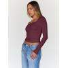 imageTrendy Queen Womens Long Sleeve Tops Going Out Top Trendy Cute Shirt Y2k Clothes Fashion Clothing Fall Outfits 2026Wine Red