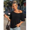 imageTrendy Queen Womens Off The Shoulder Tops Oversized Tshirts Casual Short Sleeve Basic Tees Cute Summer Fashion Clothes 2026Black