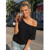 imageTrendy Queen Womens Off The Shoulder Tops Oversized Tshirts Casual Short Sleeve Basic Tees Cute Summer Fashion Clothes 2026Black