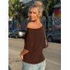 imageTrendy Queen Womens Off The Shoulder Tops Oversized Tshirts Casual Short Sleeve Basic Tees Cute Summer Fashion Clothes 2026Chocolate