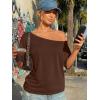 imageTrendy Queen Womens Off The Shoulder Tops Oversized Tshirts Casual Short Sleeve Basic Tees Cute Summer Fashion Clothes 2026Chocolate