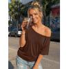 imageTrendy Queen Womens Off The Shoulder Tops Oversized Tshirts Casual Short Sleeve Basic Tees Cute Summer Fashion Clothes 2026Chocolate