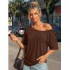 imageTrendy Queen Womens Off The Shoulder Tops Oversized Tshirts Casual Short Sleeve Basic Tees Cute Summer Fashion Clothes 2026Chocolate